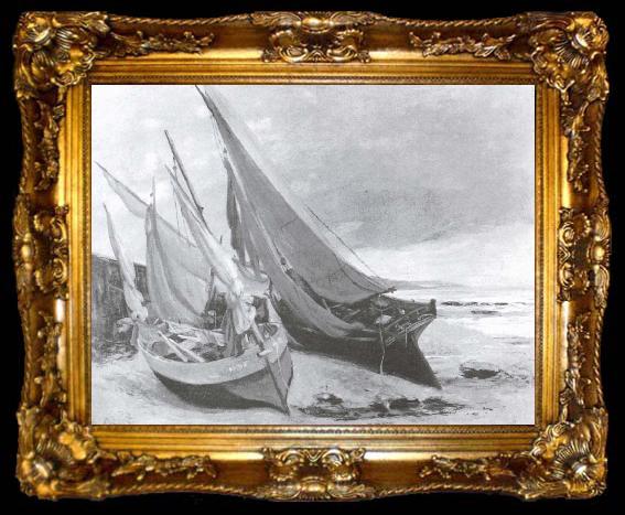 framed  Gustave Courbet Fisherboat, ta009-2